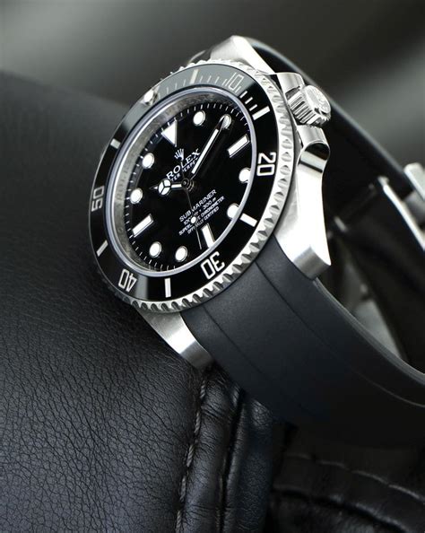 rolex submariner ceramic leather strap|rolex submariner on rubber strap.